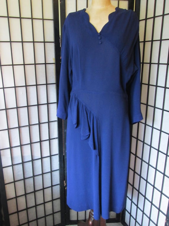 1940's French blue crepe dress by Julette Origina… - image 2