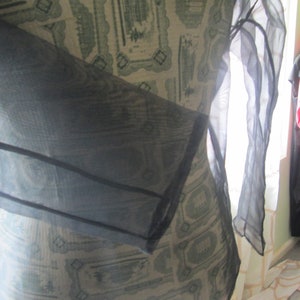 1980's - 90s sheer black voile blouse, detailed black lace harlequin collar image 3