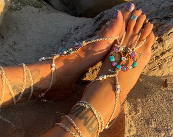 Eirene - The Goddess of Peace Barefoot Sandals By Iris Flower Power Boho Bohemian Hippie shoes jewelry anklet hippy style beach