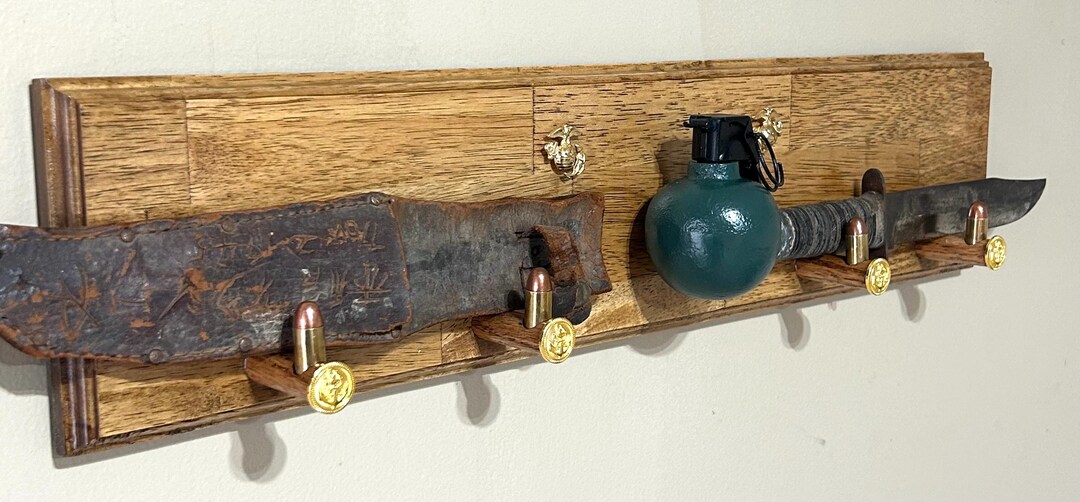 US Marine Corps Hand Grenade Kabar Display or Jacket/hat Rack - Etsy