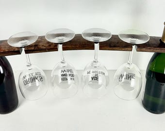 Soporte para copas de vino en forma de duela de barril de vino