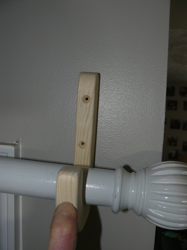 J Hook Wood Curtain Rod Brackets Etsy