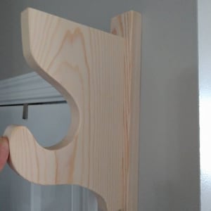 Solid Pine Curtain-Rod Brackets with Shelf Support