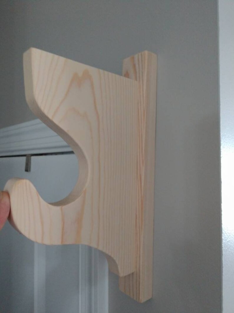 Solid Pine CurtainRod Brackets with Shelf Support Etsy