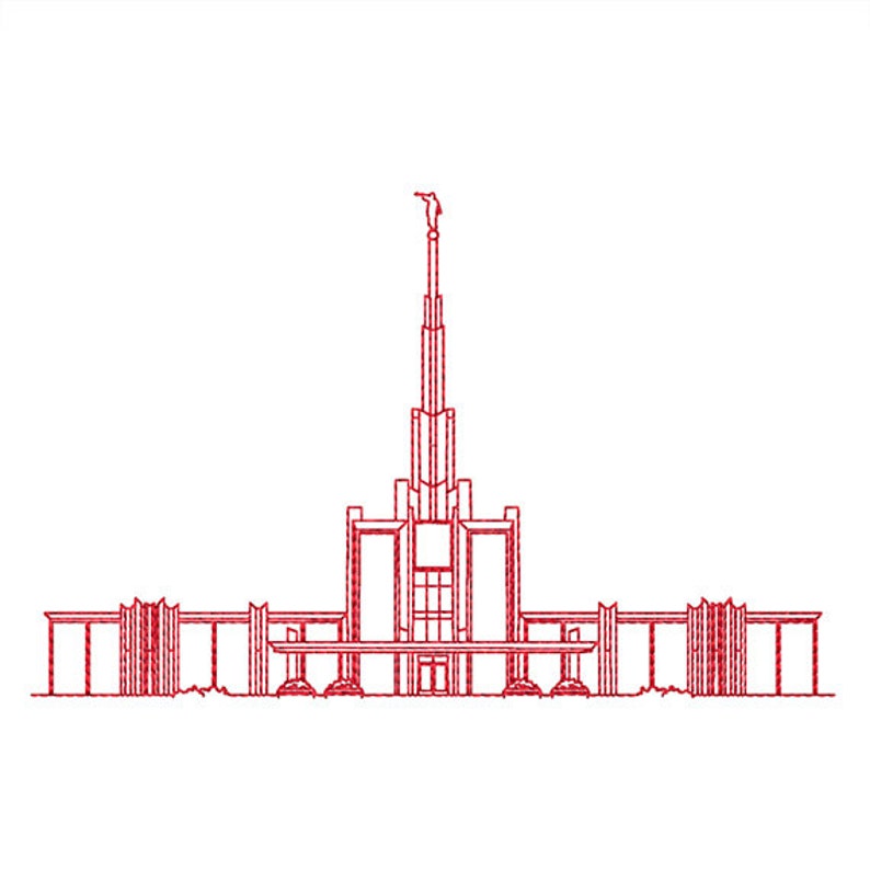 Denver Colorado LDS Temple Redwork Embroidery Design digital Etsy