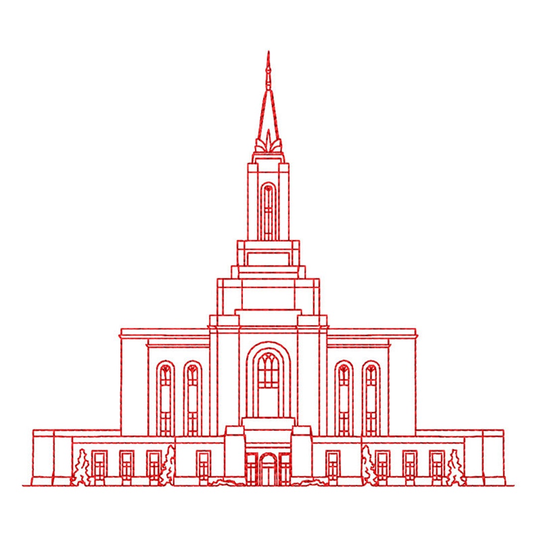 Orem Utah LDS Temple, Redwork Embroidery Design, Digital Instant