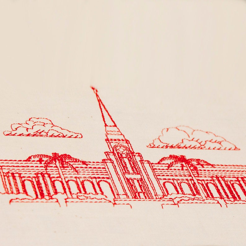 Fort lauderdale florida lds temple redwork embroidery design  etsy
