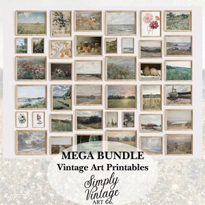 Vintage Mega Bundle Printable Gallery Wall Set Vintage Summer Country Landscape Paintings Cottagecore Decor Farmhouse Decor Digital Download
