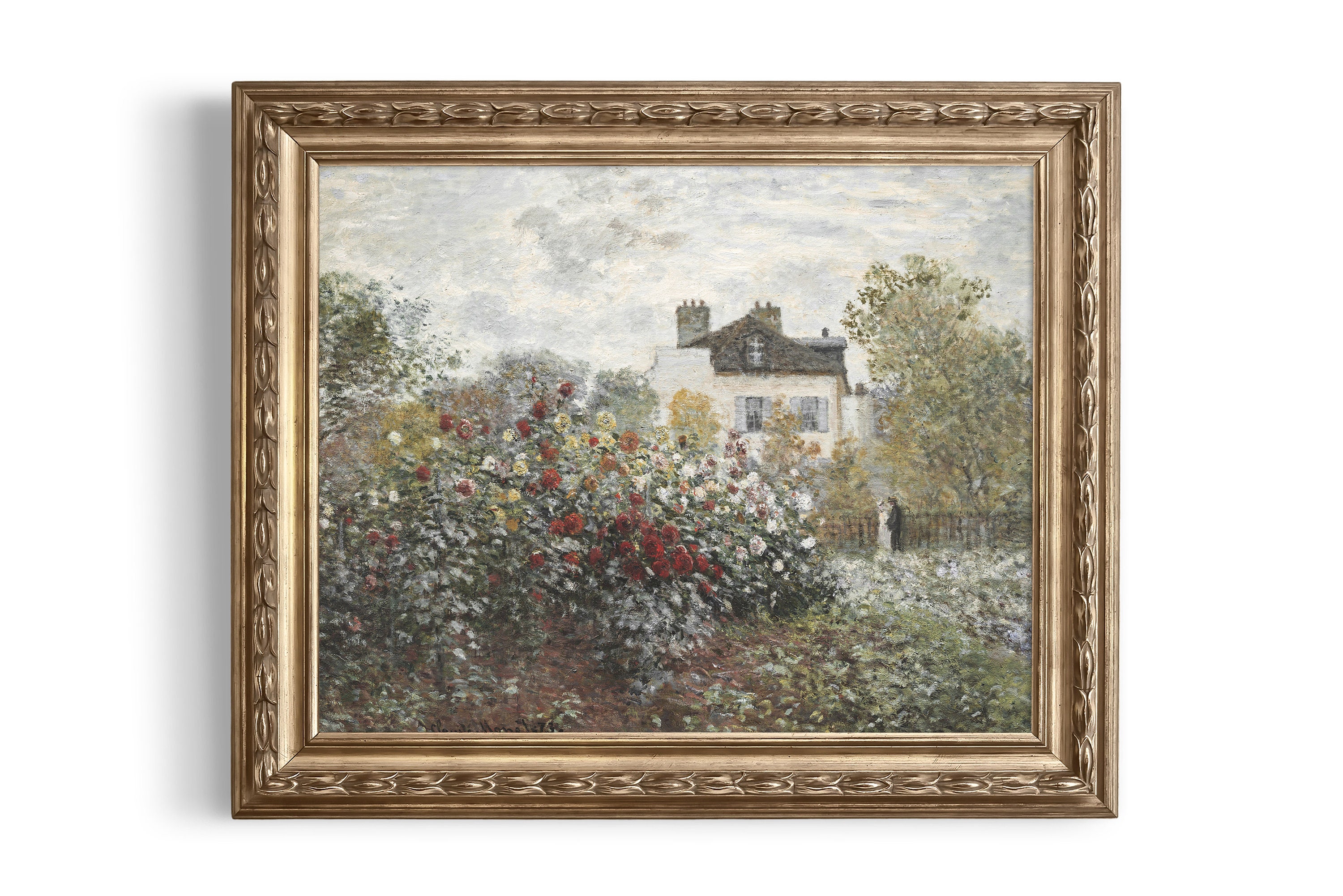 Cottage Oil Painting Rose Garden Wall Art Vintage Muted Print Modern ...