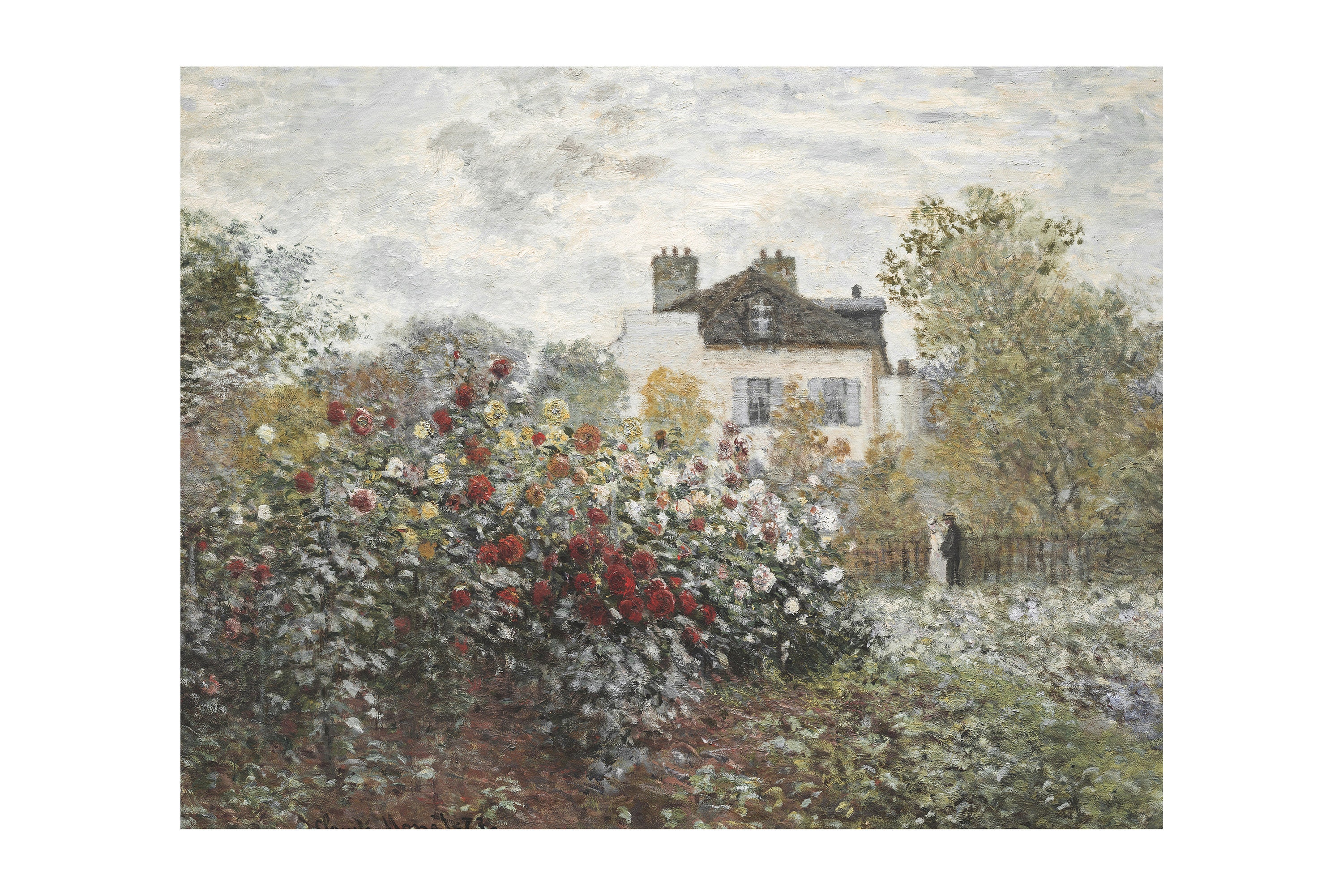 Cottage Oil Painting Rose Garden Wall Art Vintage Muted Print Modern ...
