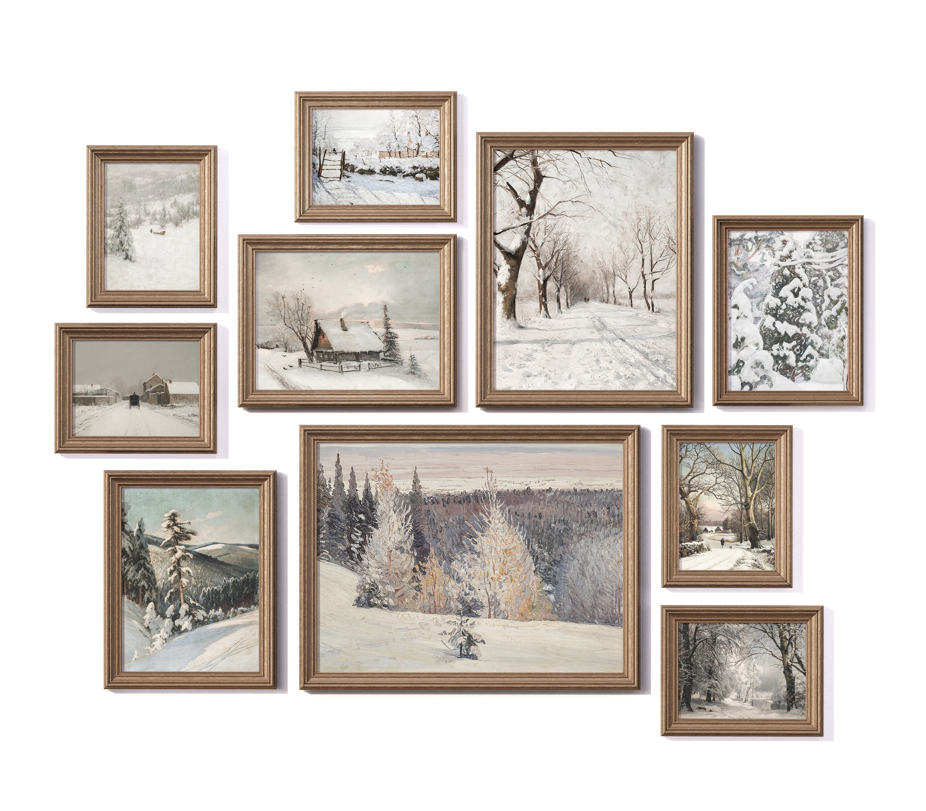 Christmas Prints Gallery Wall Set of 10. Vintage Christmas Prints