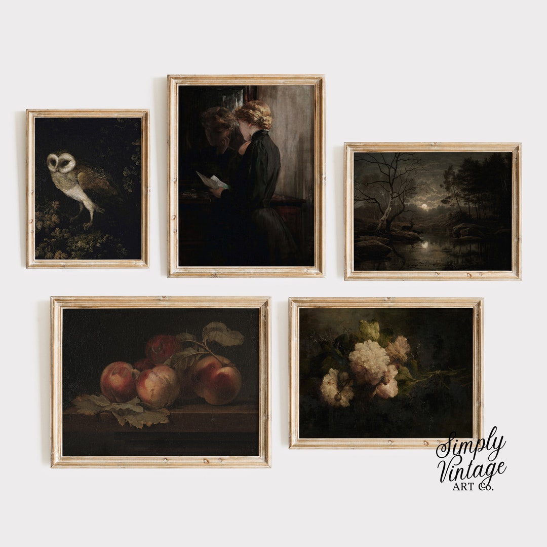 Dark Academia Gallery Wall Set. Vintage Art Prints. Moody Gallery Wall ...