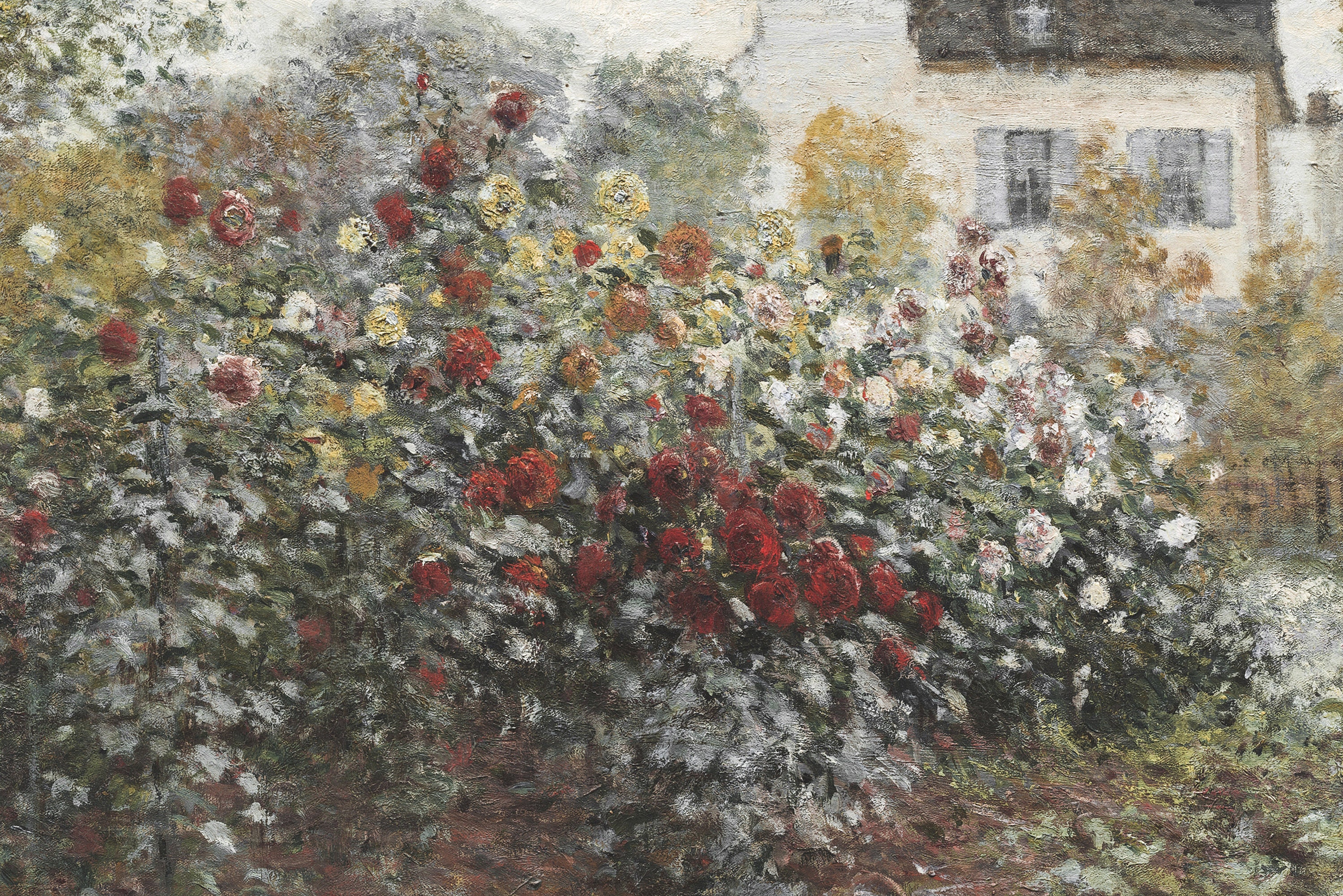 Cottage Oil Painting Rose Garden Wall Art Vintage Muted Print Modern ...