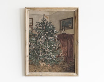 ヴィンテージ クリスマス ツリー イラスト アート プリント