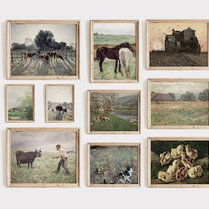 Farmhouse Gallery Wall Art Prints Set: Vintage Cottagecore Decor (Digital Download)