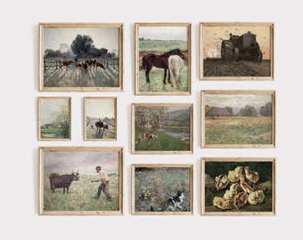 Farmhouse Gallery Wall Art Prints Set: Vintage Cottagecore Decor (Digital Download)