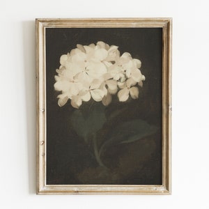 Hydrangea Flower Painting. Vintage Flower Art Print. Antique Botanical Flower Painting. Digital PRINTABLE Download. Dark Academia Printable.
