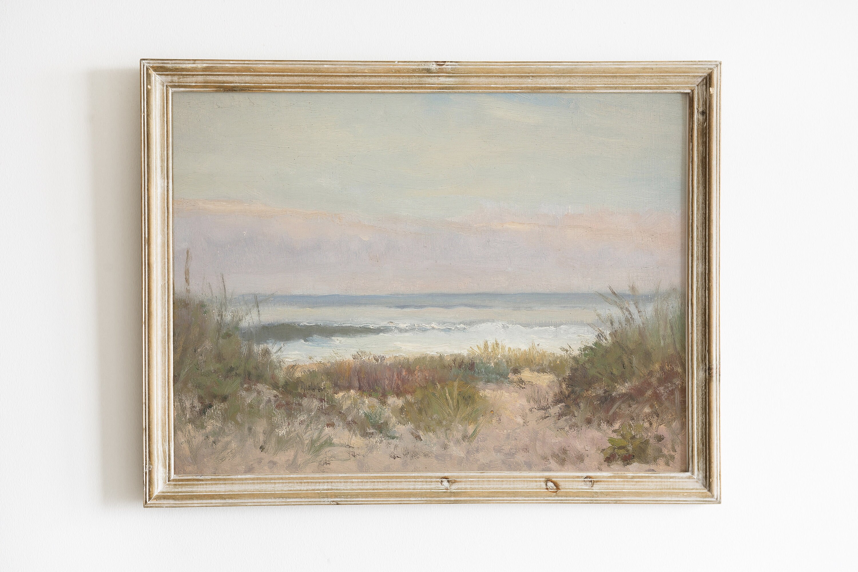 Beach Landscape Painting. Vintage Beach Neutral Painting. Vintage Seaside Art Print. Coastal Decor. Modern Farmhouse Decor. Digital #112
