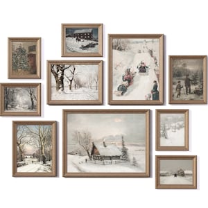 Christmas Prints Gallery Wall Set. Vintage Christmas Prints Wall Art. Holiday Decor. Christmas Poster. Farmhouse Wall Decor. Set Of 10.