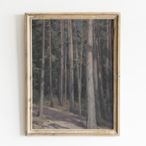 Peinture de forêt rustique. arbre vintage imprimable. Moody Arbre Nature Peinture. Décor de ferme moderne. Décor académique. art numérique vintage.