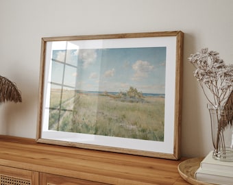 PRINTABLE Country Landscape Art. Vintage Landscape Oil Painting. Farmhouse Wall Decor. Vintage Landscape Art Print. Digital Download.