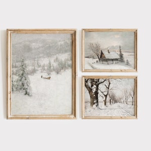 Winter Vintage Gallery Wall Set. Vintage Christmas Prints Wall Art. Holiday Decor. Christmas Poster. Farmhouse Wall Decor. PRINTABLE Art.
