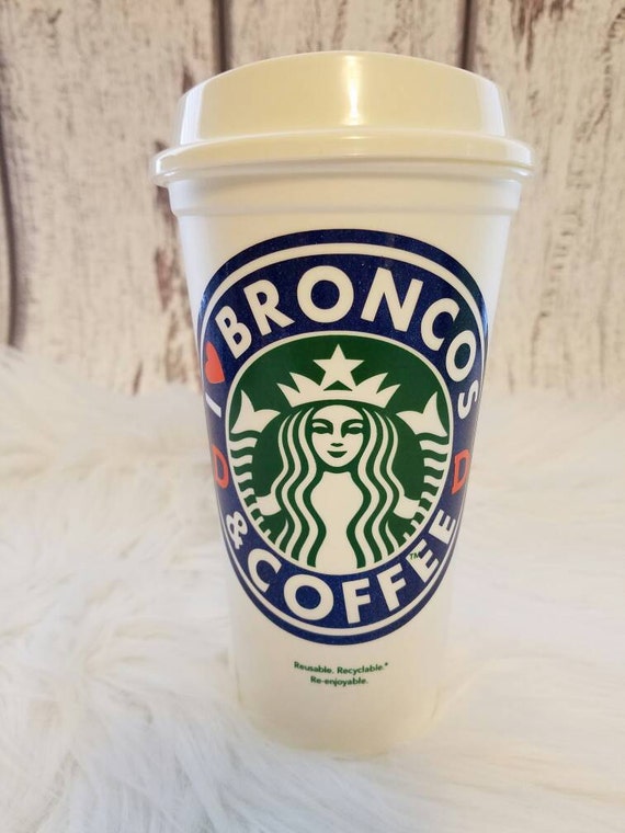 Denver Broncos Starbucks reusable cup Broncos coffee mug Etsy