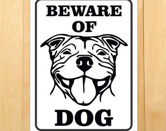 SELECT SIZE Beware of Dog Pitbull Warning Vinyl Sticker
