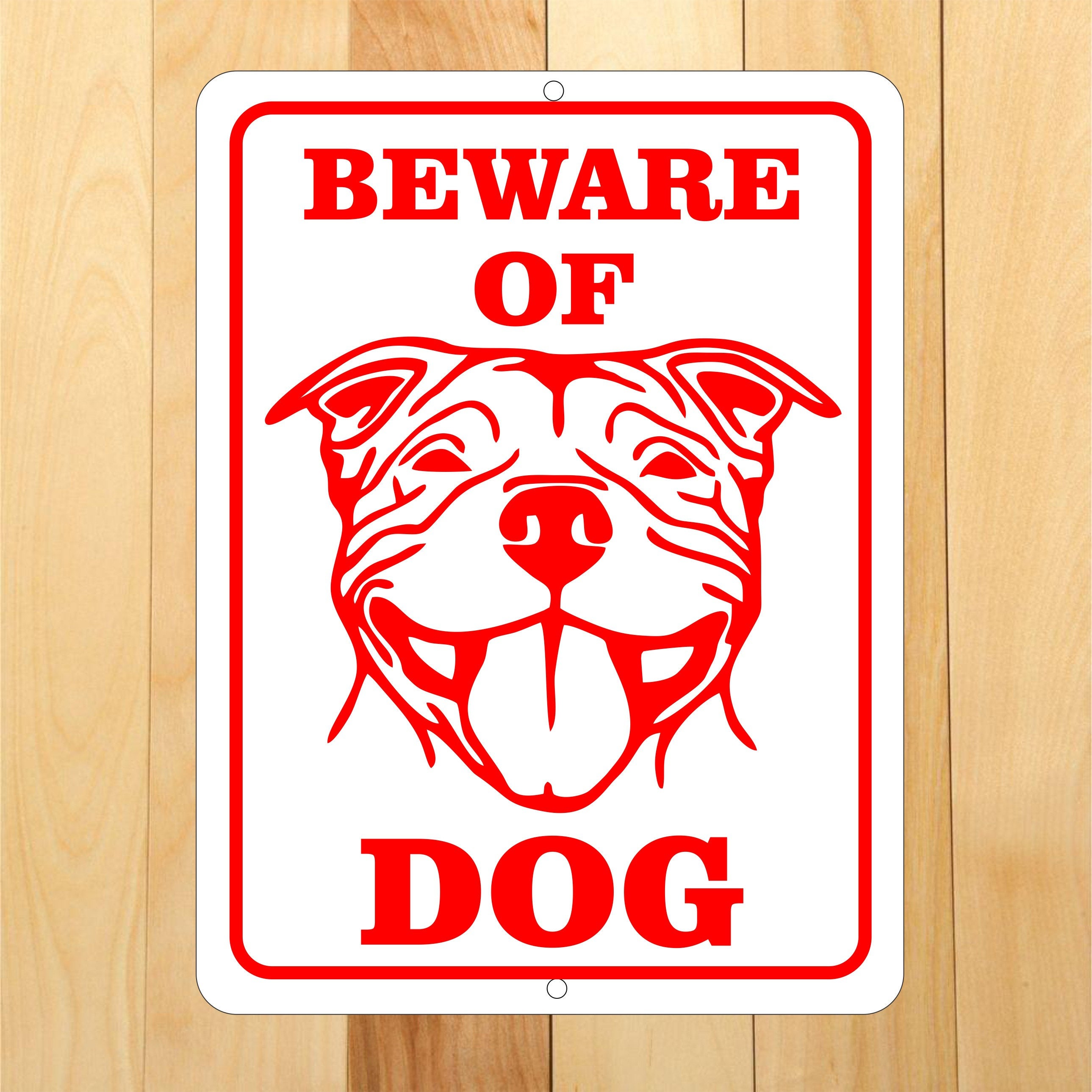 COTECI Targa in metallo divertente con scritta Beware Of Pit Bull Pup in metallo per porta d'ingresso e decorazione della grotta (dimensioni: 30 x 40 cm