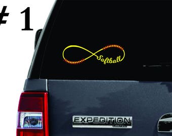 Softball infinity  window decal /  window sticker / car decal / love softball / Softball mom / Softball Dad