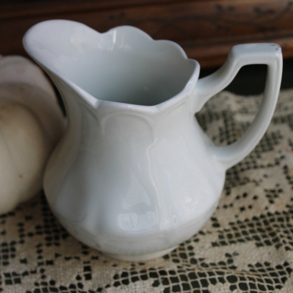 Small white ironstone pitcher