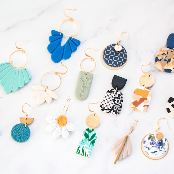 Art Deco Polymer Clay Earrings: Geometric Statement Jewelry