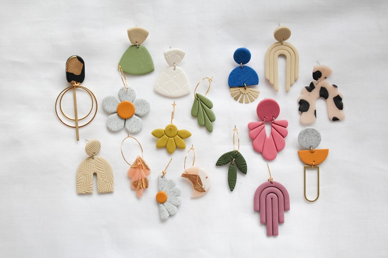 Modern Polymer clay Statement Earrings