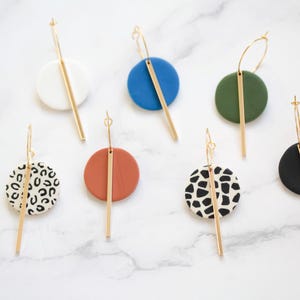 14k Gold Plated Hoop Earrings: Polymer Clay Boho Statement Earrings