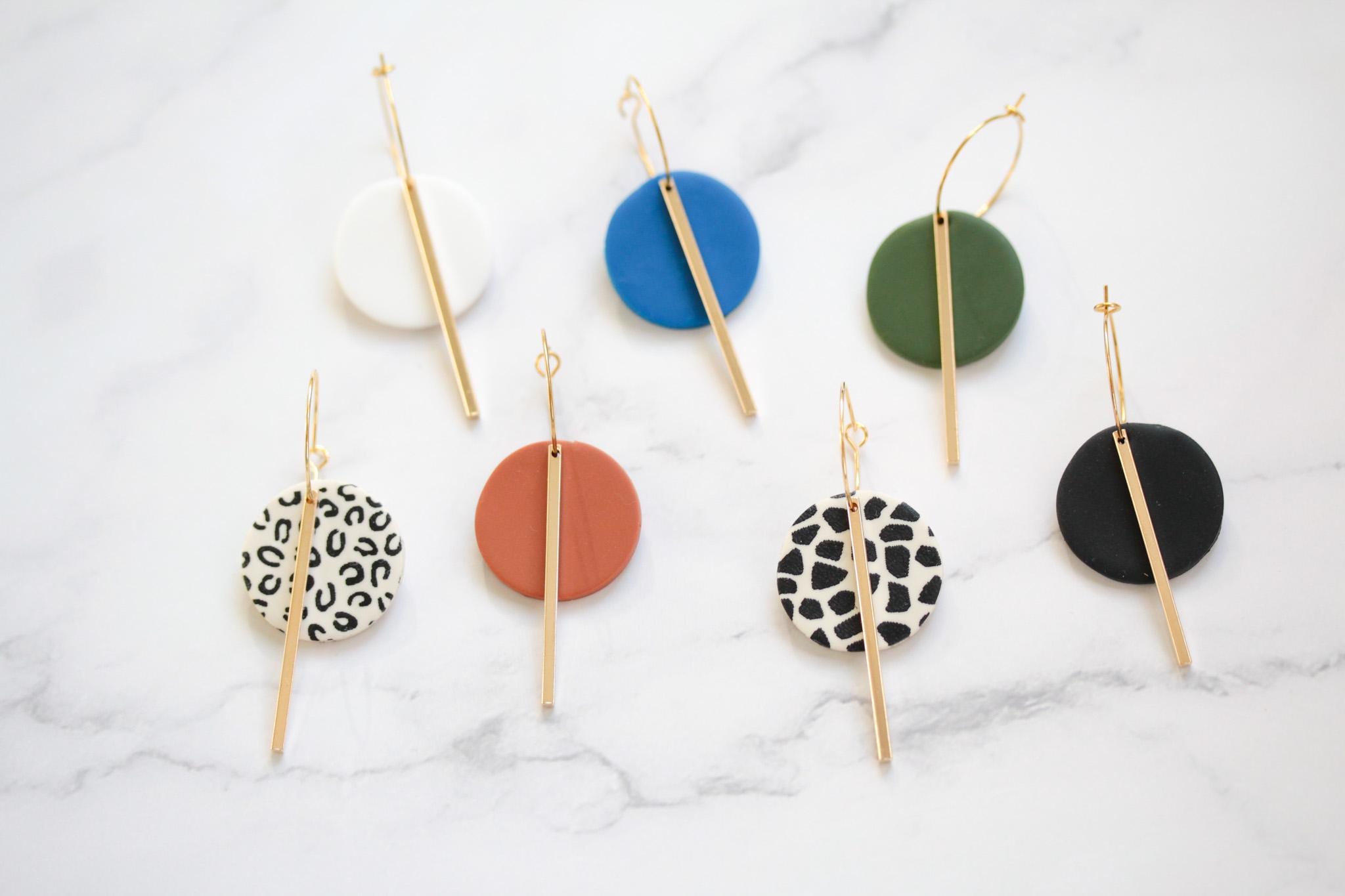 14k Gold Plated Hoop Earrings: Polymer Clay Boho Statement Earrings