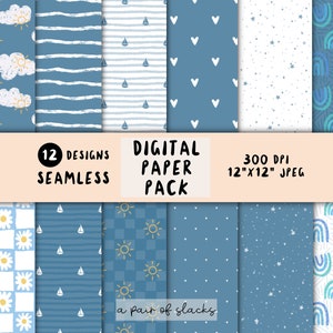 Baby Boy Digital Paper Pack - C'est un garçon, révélation de sexe, douche de bébé, illustration sans couture de grossesse, artisanat en papier, fond d'écran, arrière-plan