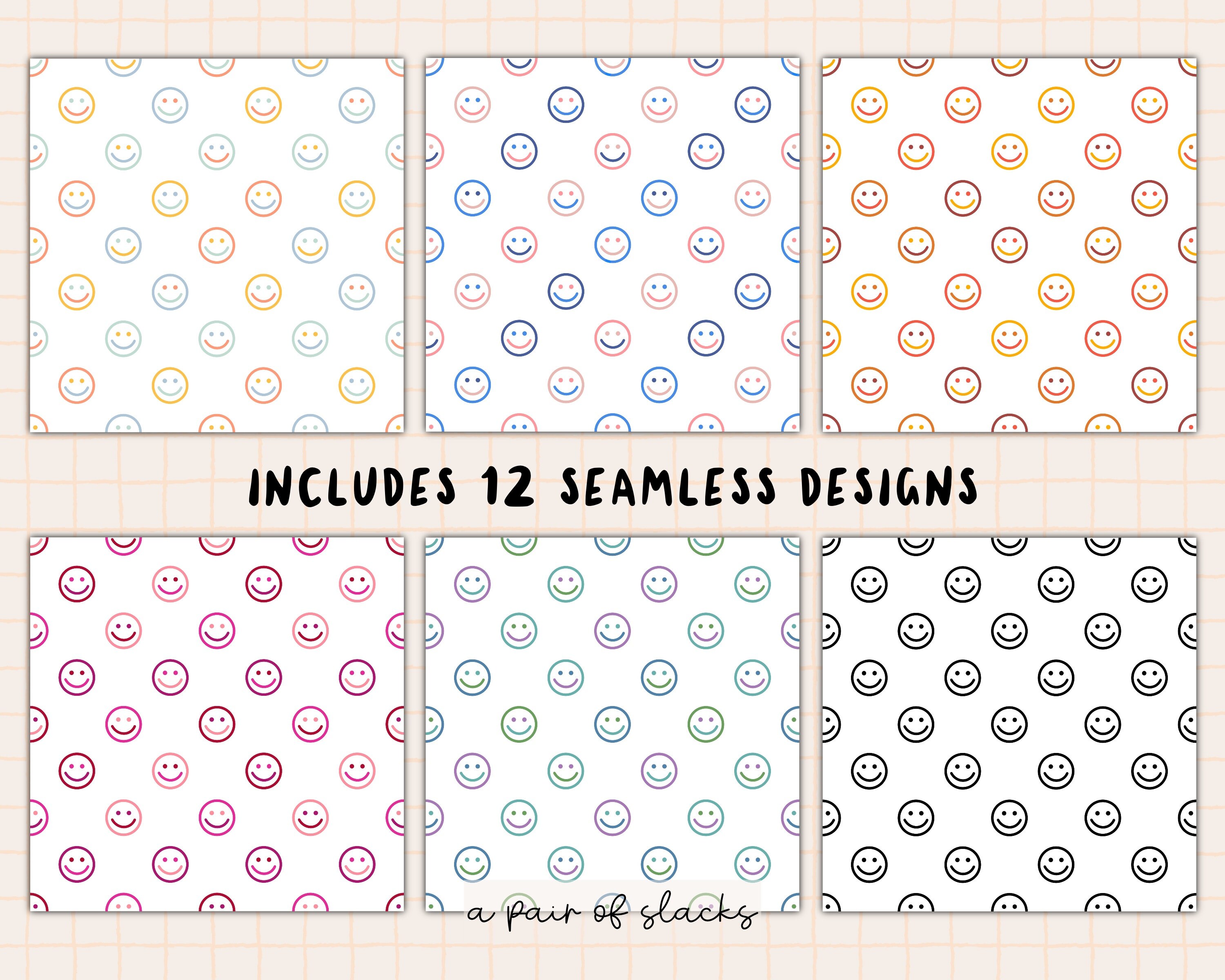 Smiley Paper. Fill Colorful Smiley Faces Digital Paper Pack - Smiley Face Illustration ...