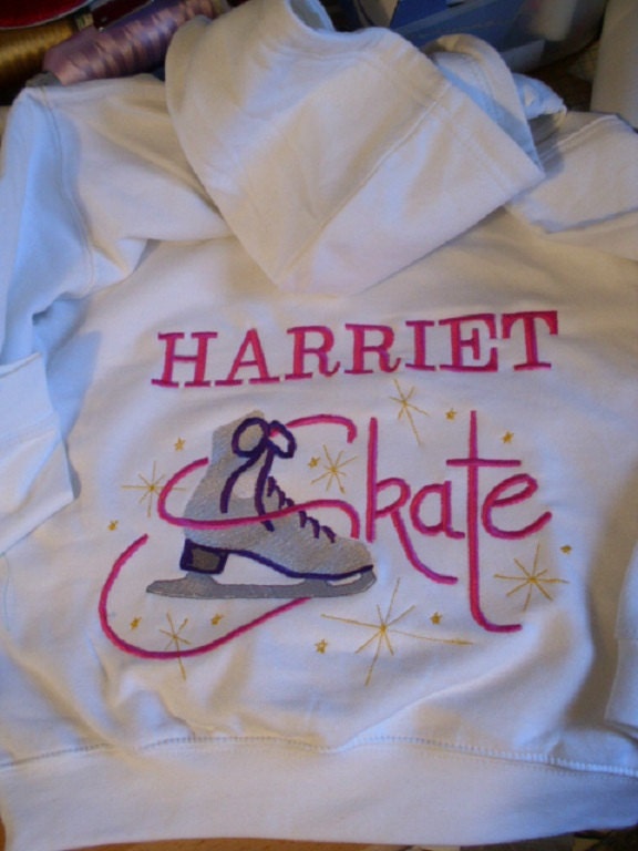 Ice Skate Personalised Embnroidered Hoodie - child sizes great colours