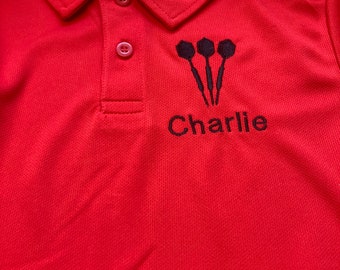 Child Dart shirt Personalised Coolfeel Darts polo shirt all colours & sizes