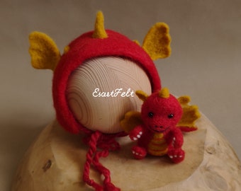 Pre-order felted newborn dragon set, photography props, newborn photography props dragon