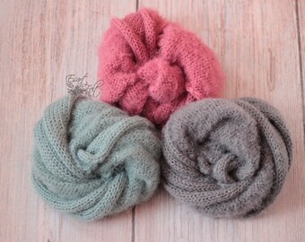 Knit newborn wrap, newborn photography prop, newborn prop wrap, sage newborn wrap, gray sage photo props