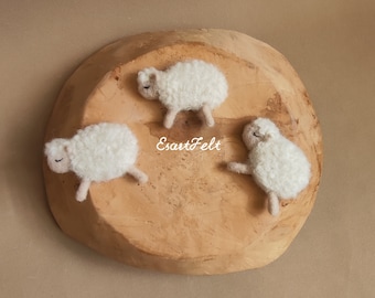 set felted lamb newborn photography props, photography props sheep, felted newborn prop