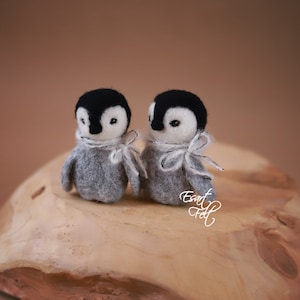 felted winter props, felted penguin newborn props, newborn photo props, felted penguin photo prop