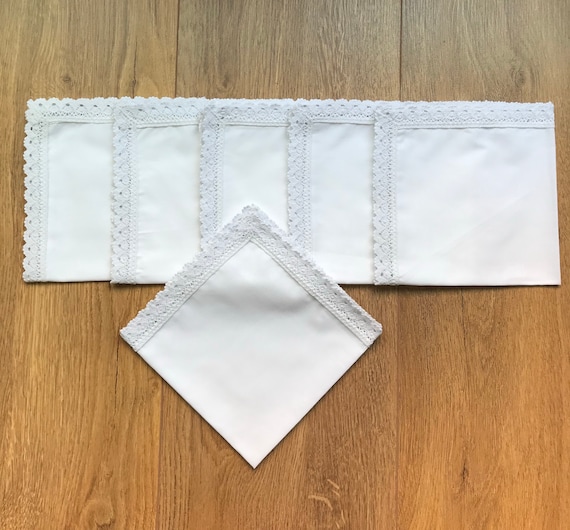 Minhcraft White Cotton 11x11 Ladys handkerchiefs with Scalloped Edge Size 11.0 White