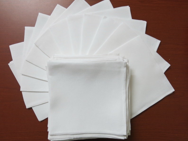 50 Linen Napkins in White Color, 40x40 Cm 15.7 Inch Etsy