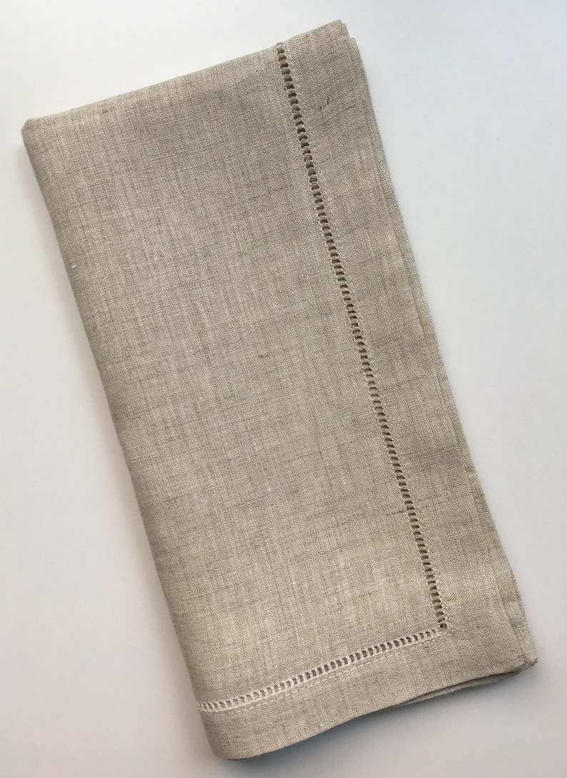 50 Hemstitch Linen Napkins in Natural Color, 50x50 Cm 20x20 Etsy