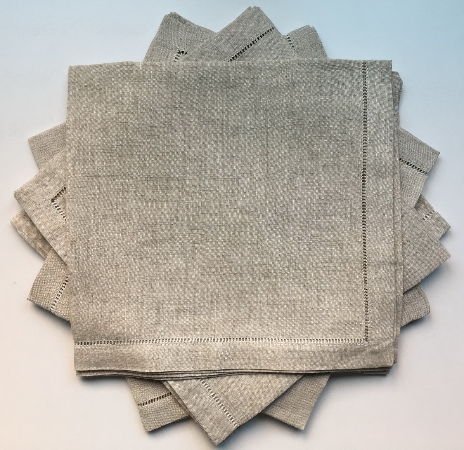 50 Hemstitch Linen Napkins in Natural Color, 50x50 Cm 20x20 Etsy