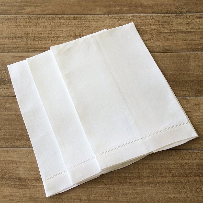 Set of 100white Linen Hemstitched Hand Towels Etsy