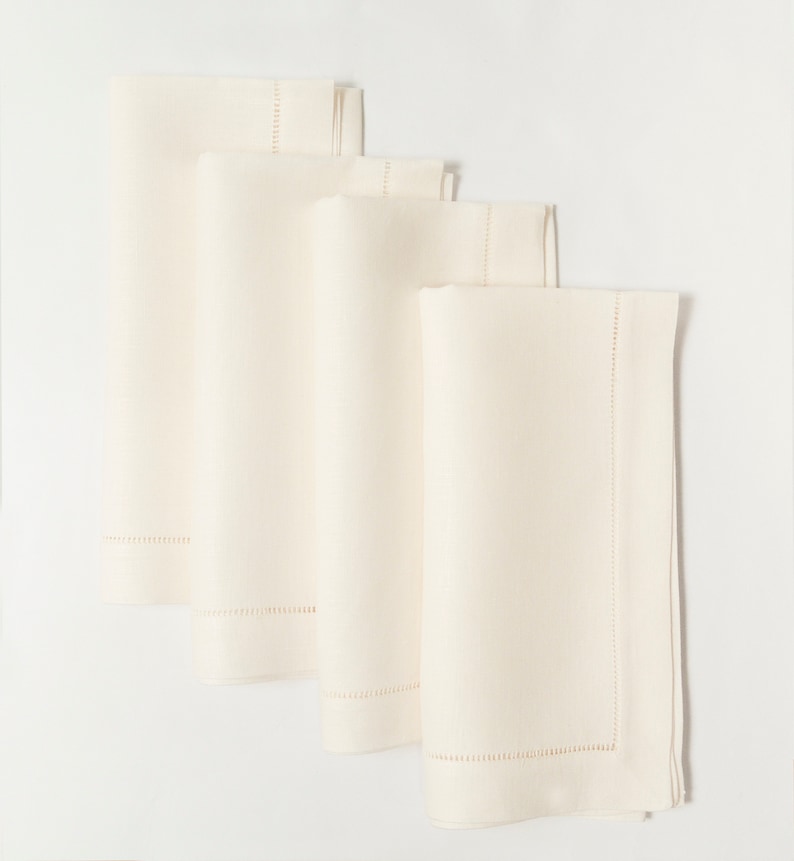 Set of 100 Hemstitch Linen Napkins Ivory Color, 50x50 Cm 20x20 - Etsy