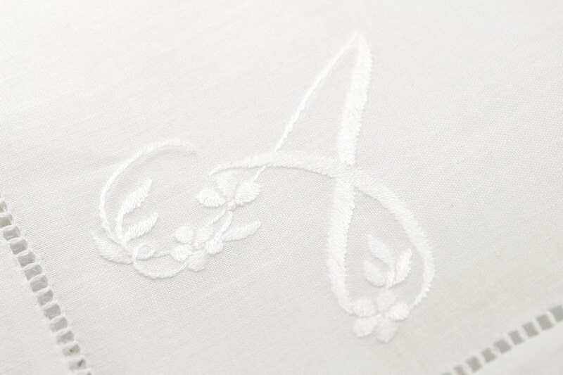 100 hemstitch monogrammed cotton napkins in white color Custom listing 16"x16 